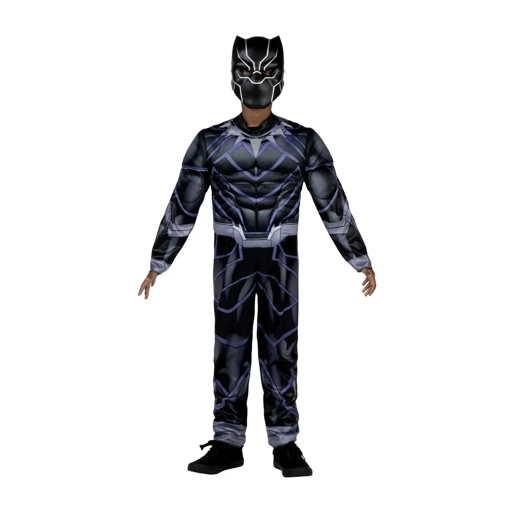 Marvel Black Panther Costume Kids Medium 8 Padded Jumpsuit Mask Jazwares